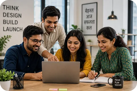 Agency team working together on websites